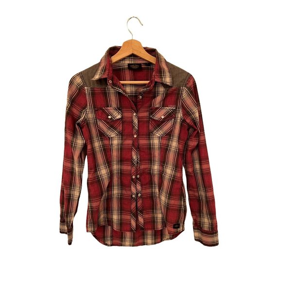harley davidson Tops - Flannel Plaid Shirt Harley Davidson Women's Size Small Sleeve Womens Button Long